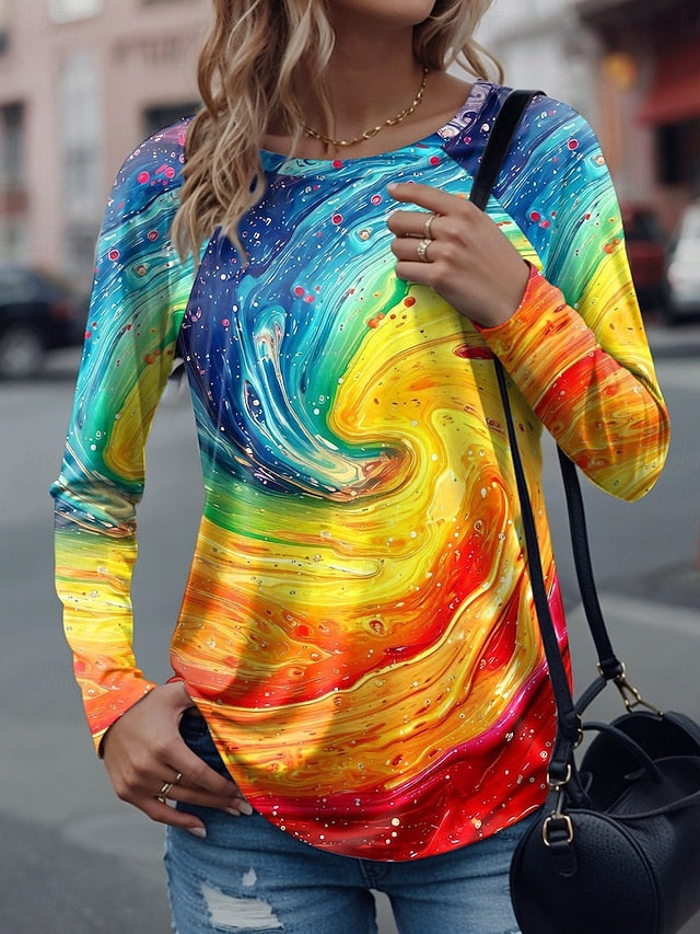 Women's T Shirt Print Graphic Geometric Vintage Stylish