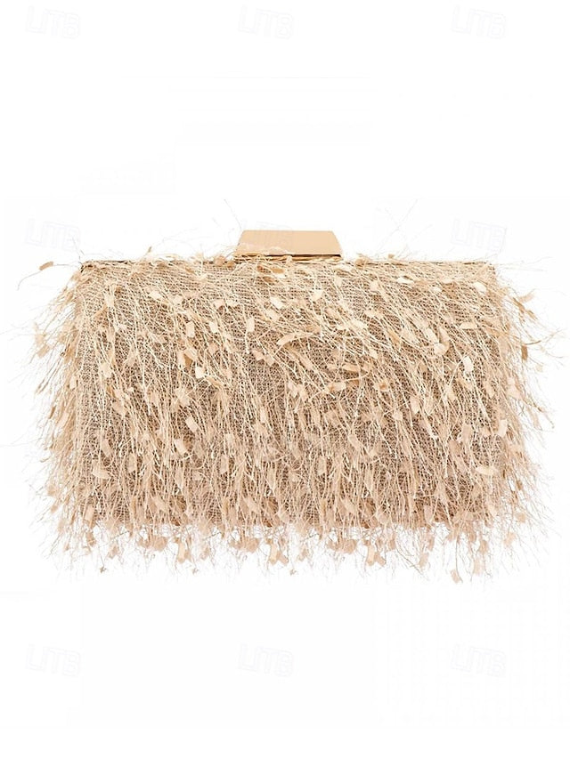 Chain Chic Strap Clutch Women's Evening with Feathered