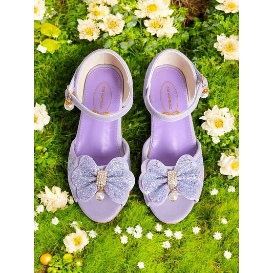 Glitter with Pearl Sandals Purple Bow Girls' Accent