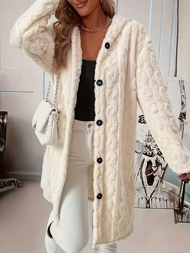 Fur Casual Warm Buttons Faux Women's Coat Comfortable