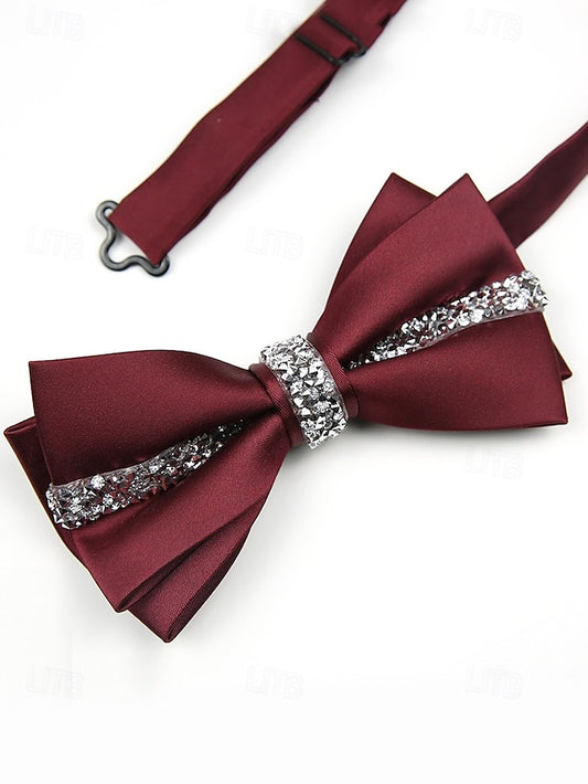 Burgundy Embellishment Bow Elegant with Tie – Satin Crystal