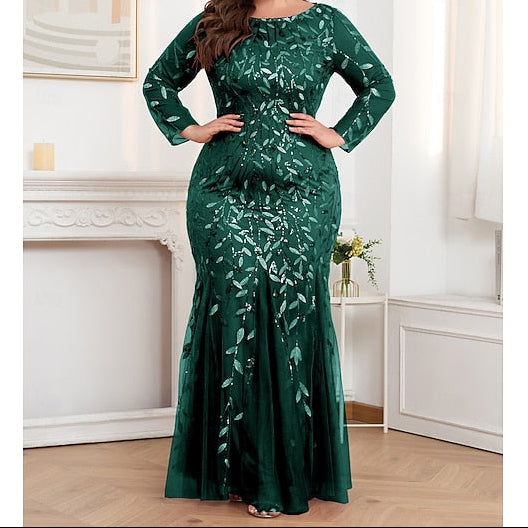 Trumpet Dress Evening Floor / Sparkle Mermaid Formal Gown