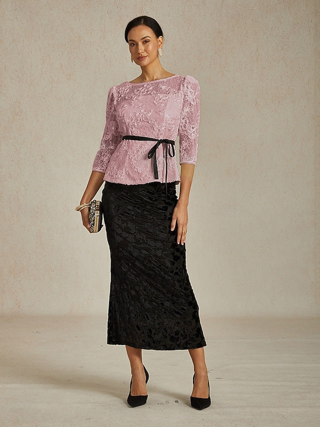Women's Lace Tops Floral Graphic Elegant Stylish Boat Neck