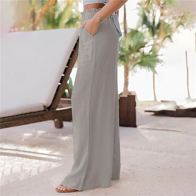 Women's Wide Leg Pants Trousers Casual Daily Long Plain