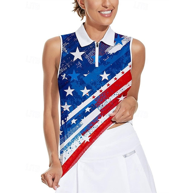 Women's National Flag Tennis Shirt Sleeveless Print UPF50+