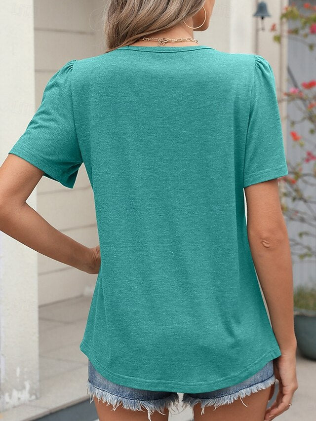 Women's T Shirt Tee Top Ruched Plain Fashion Stylish