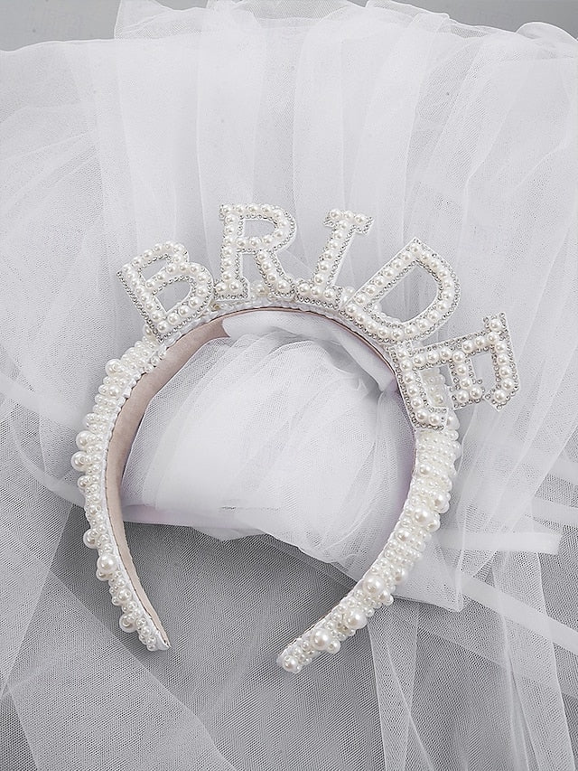 Pearl-Embellished with – Headband Veil 'BRIDE'