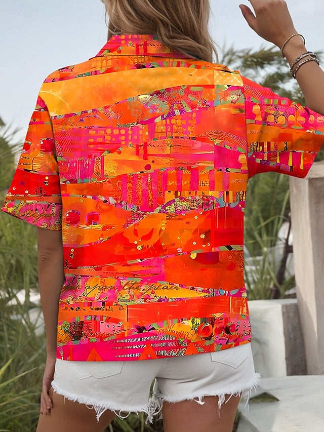 Women's Shirt Long Sleeve Button Down Blouse Graphic