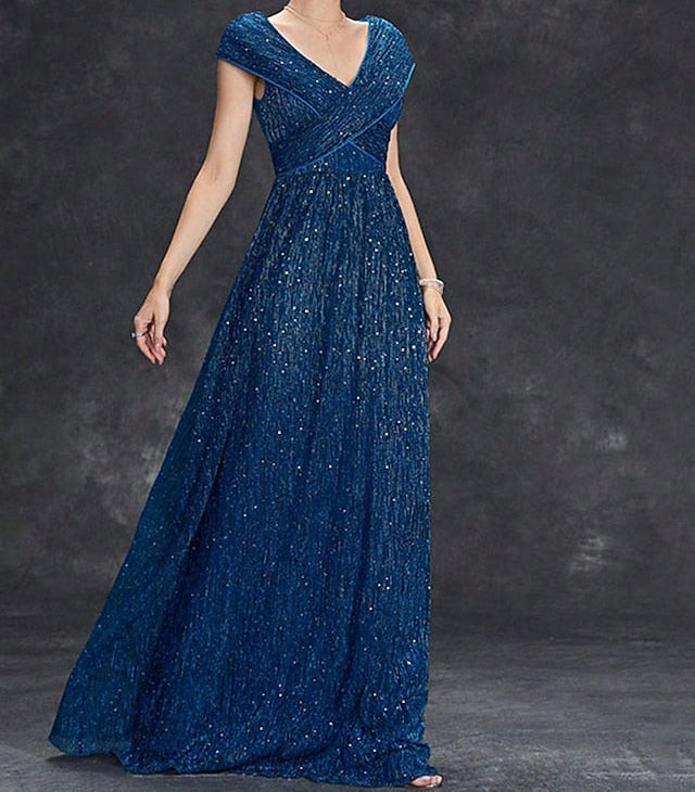 Dress Floor Party Neck Mother of Elegant V the Bride