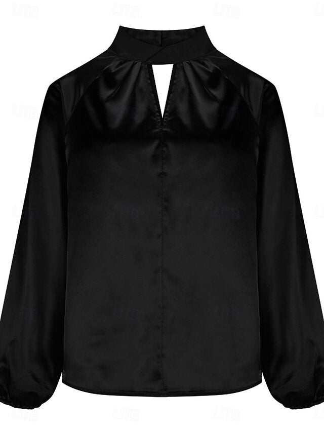 Women's Shirt Satin Shirt Blouse Solid Color Stylish
