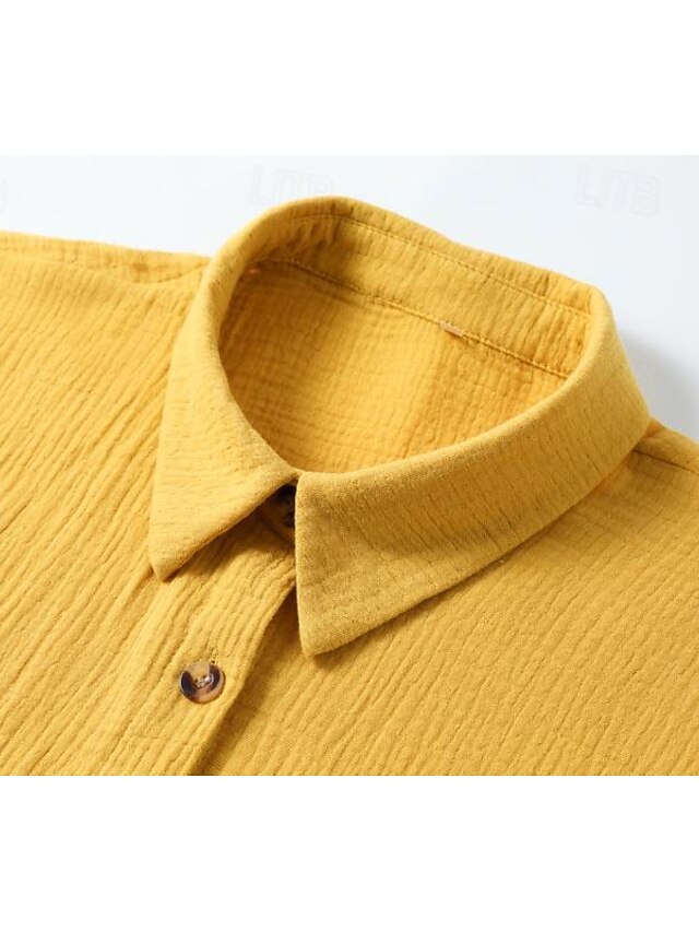 Women's Mini Dress Faux Cotton Linen Dresses Shirt Dress