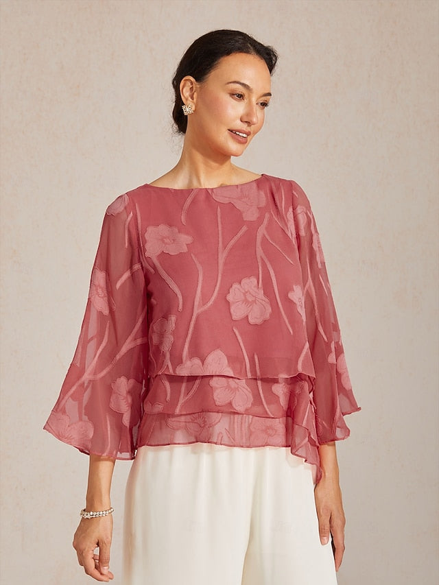 Women's Lace Shirt Blouse Dressy Tops Chiffon Tops