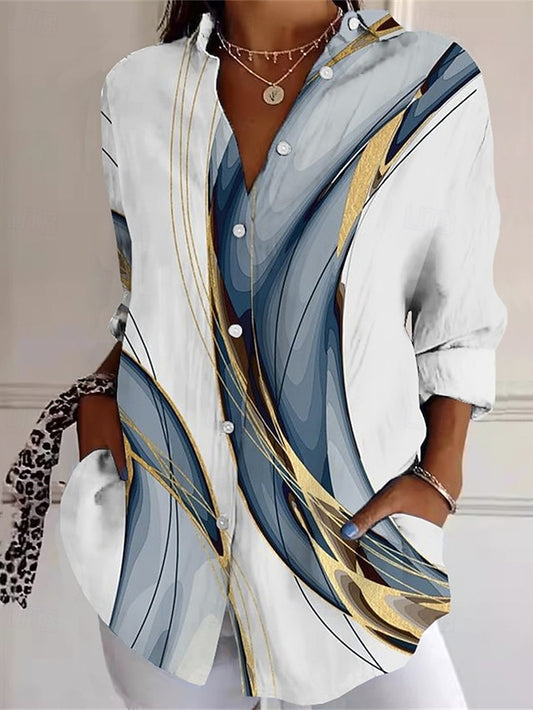 Women's Shirt Buttons Print Abstract Active Daily Stylish