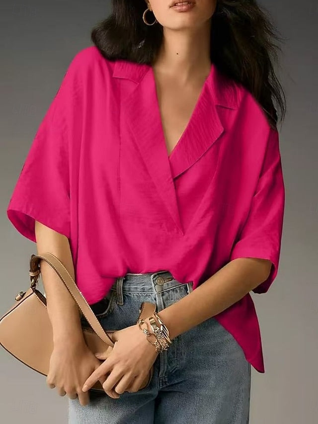 Women's Shirt Blouse Plain Stylish Classic Modern Short