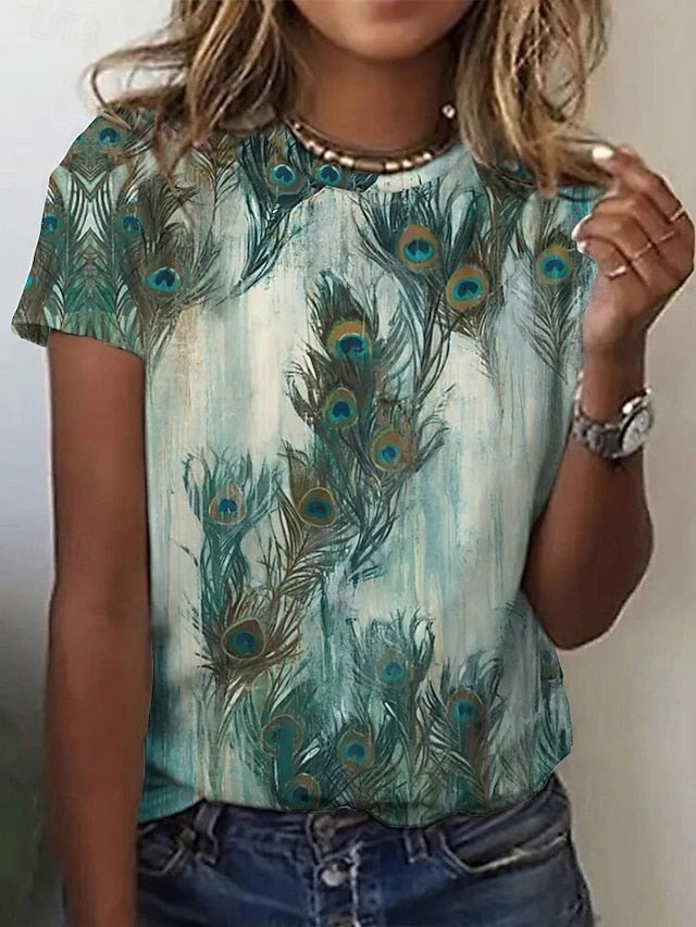 Women's T Shirt Print Graphic Animal Abstract Vintage