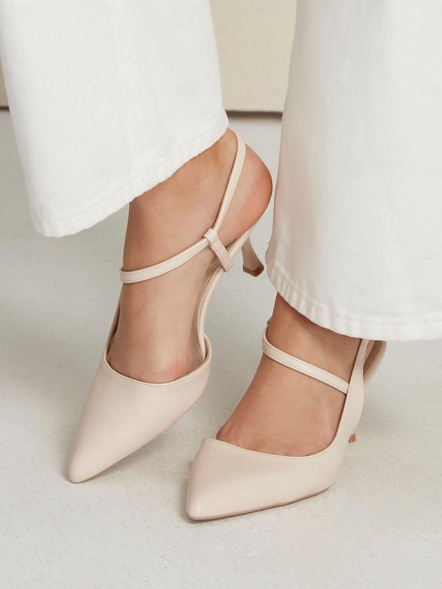Heel Slingback Nude – Pumps Kitten Women's Elegant