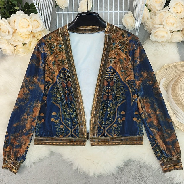 Women's Boho Shirt Blouse Dressy Tops Ruched Print Draped