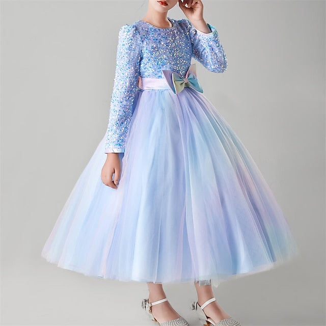 Flower Color Solid Girl Kids Girls' Party Dress