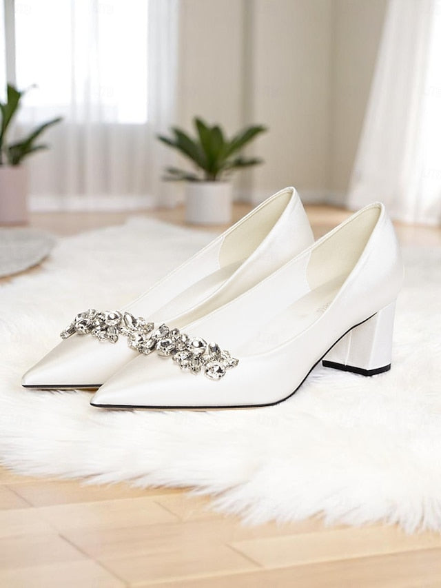 Pointed Pumps Wedding with Toe Champagne Women's Satin