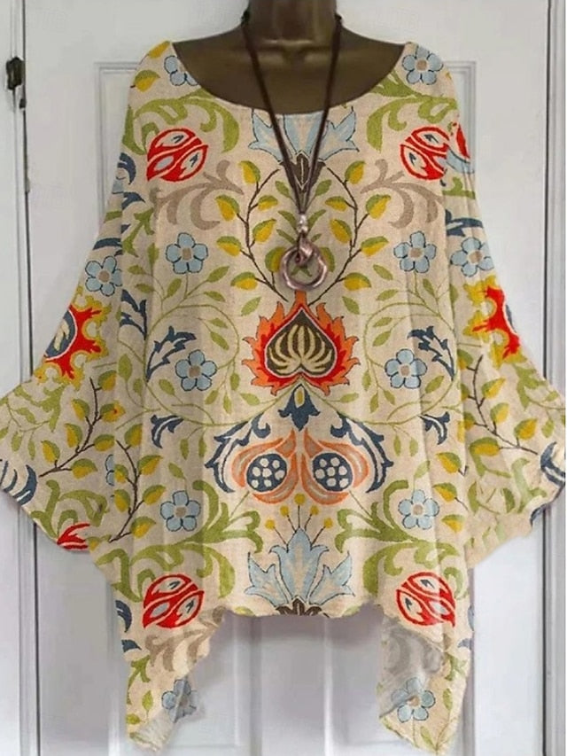 Women's Boho Shirt Floral Graphic Elegant Bohemia Active