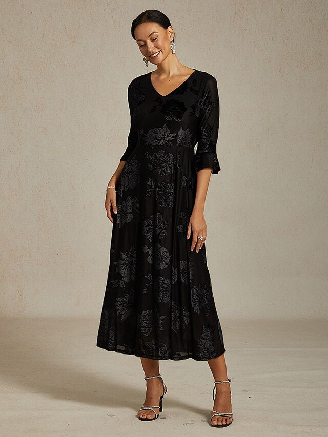 Women's Midi Dress Velvet Dress Elegant Wedding Guest
