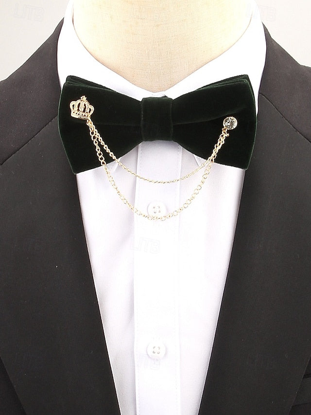 Men's Velvet with Tie – and Chain Detail Crown Bow