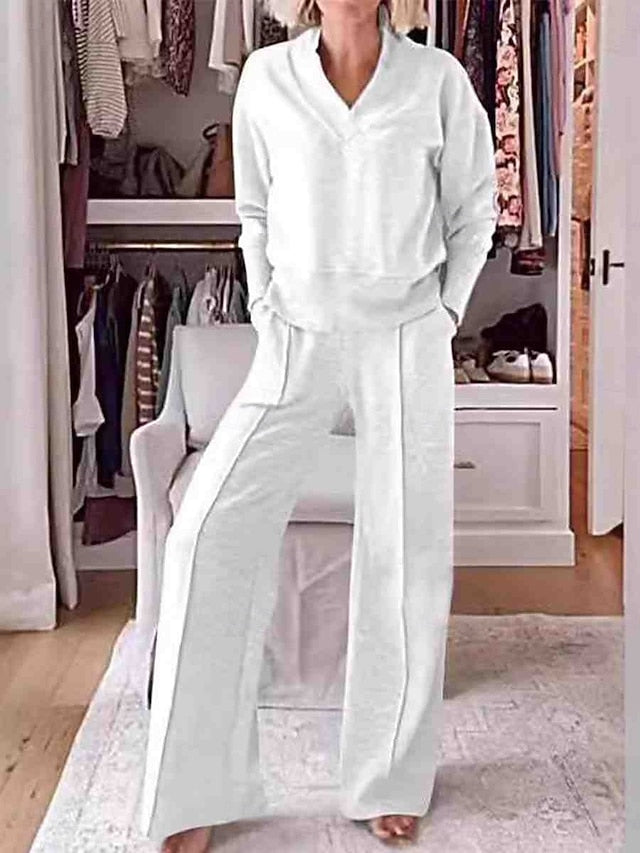 Women's Elegant Vintage Sports Shirt Long Sleeve V Neck