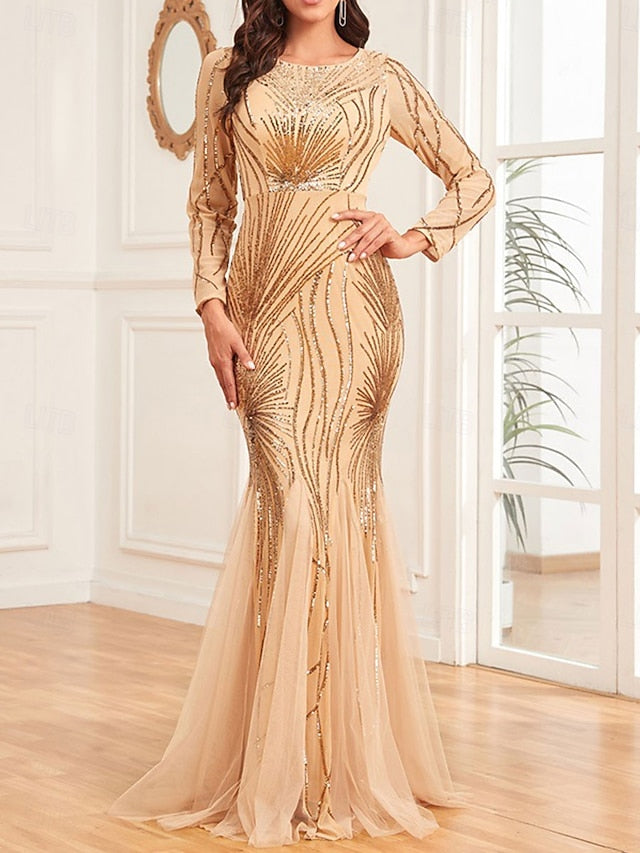 Floor Neck Elegant Bride the Party Crew of Dress Mother