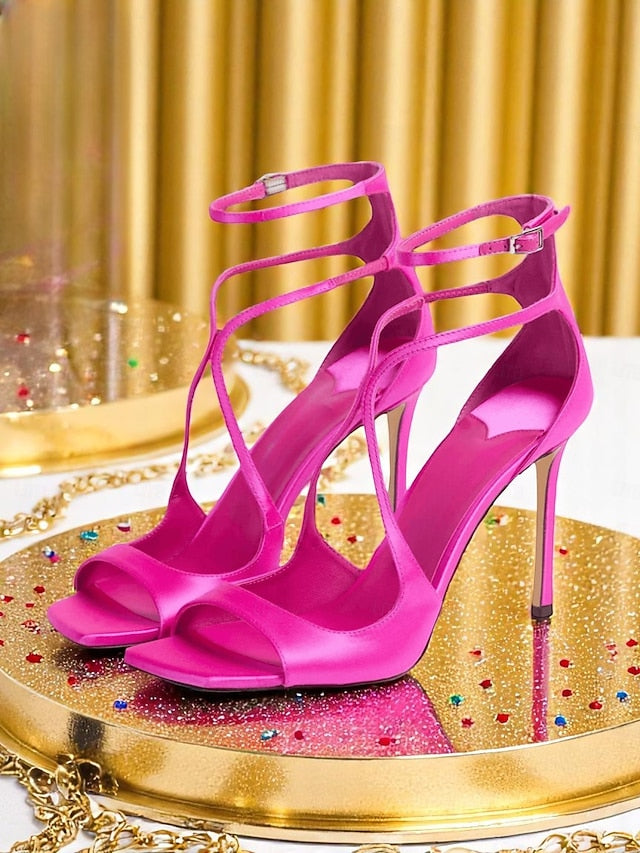 Lavender - Elegant Satin Heels Stiletto Women's Crisscross