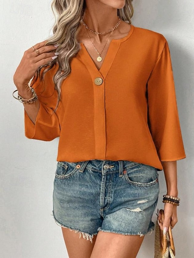 Women's Summer Shirt Casual Shirt Blouse Buttons Pullover