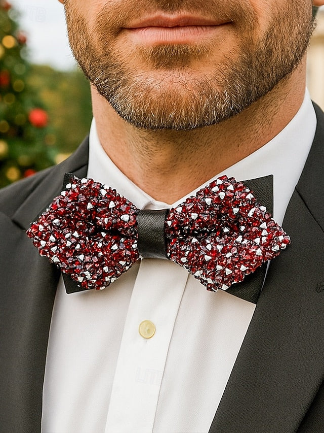 Sequins Bow Polyester Christmas Tie – Sparkling Men's