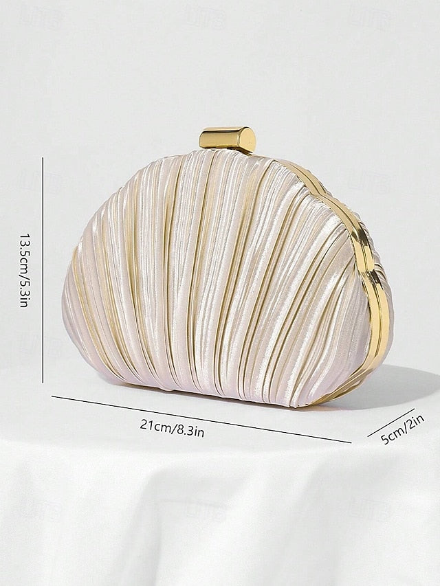 Pleated Women's Satin Shell Evening Purse Clutch