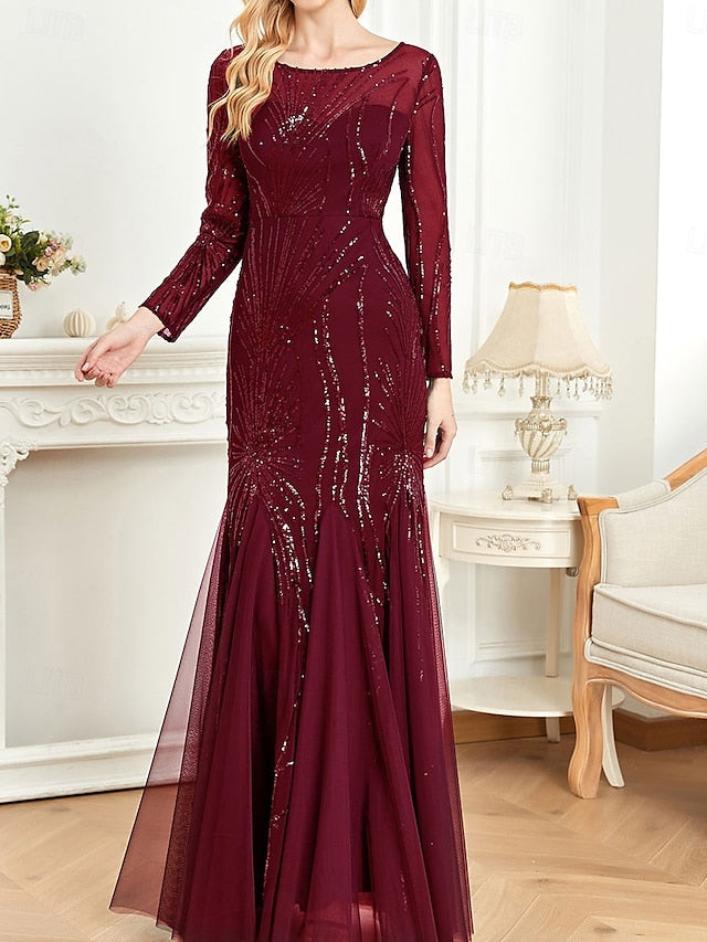 Floor Neck Elegant Bride the Party Crew of Dress Mother