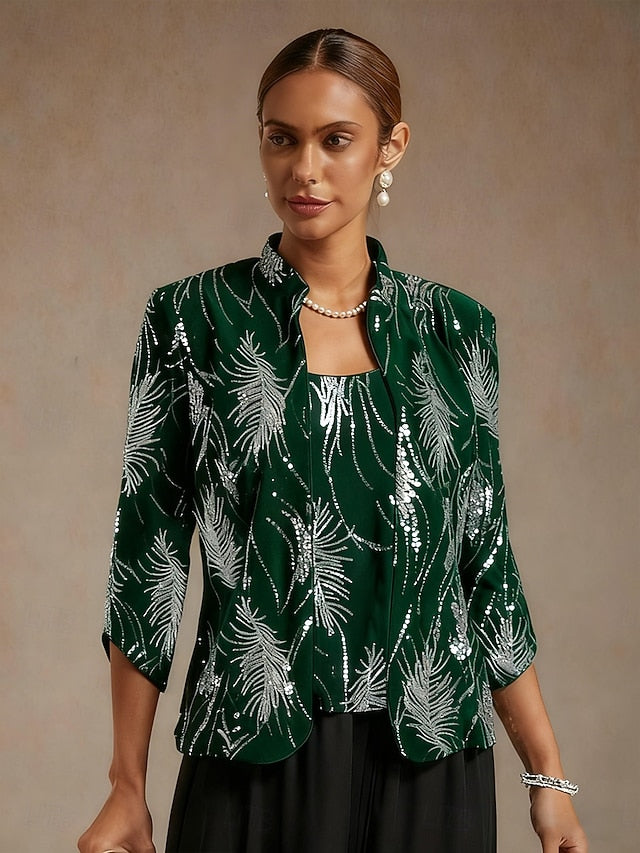 Women's Twinset Blouse Dressy Tops Evening Tops Feather