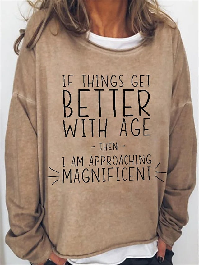 Women's Oversized Sweatshirt Pullover Cotton Blend Letter