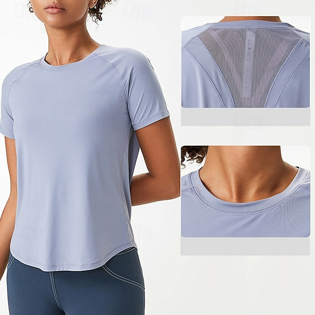 Women's Gym Shirt Running Shirt Mesh Short Sleeve Top