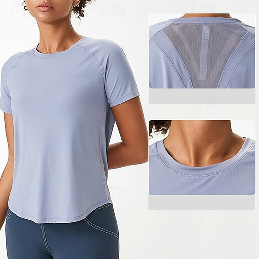 Women's Gym Shirt Running Shirt Mesh Short Sleeve Top