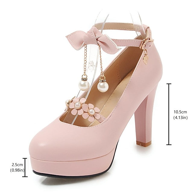 �?Platform White Girls' Jane Wedding Mary Elegant Heels