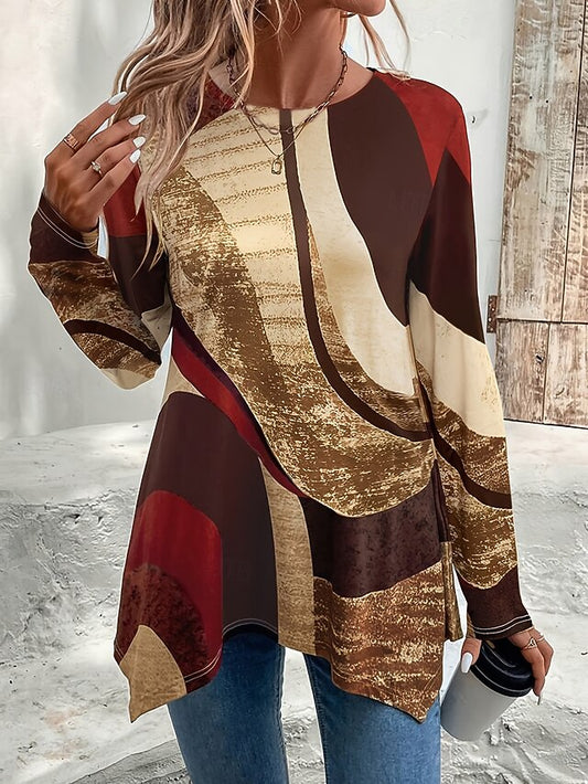 Women's T Shirt Print Asymmetrical Graphic Geometric