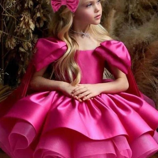 Dress Flower Party Girls' Kids Color Girl Solid