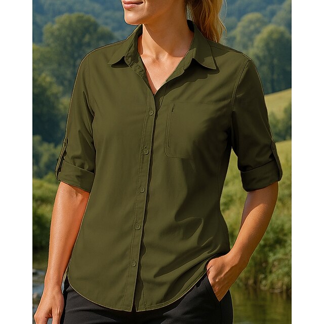 Women's Casual Shirt Hiking top Long Sleeve Turndown Top
