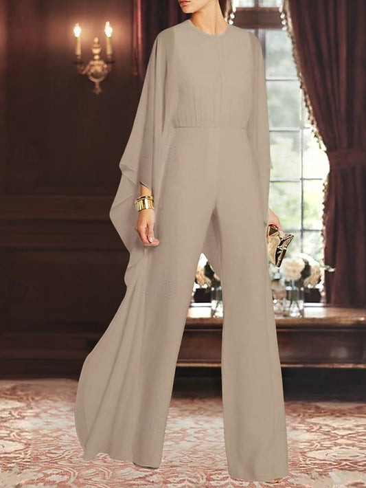 Jumpsuit Elegant Mother Simple Cape Dress of Bride the