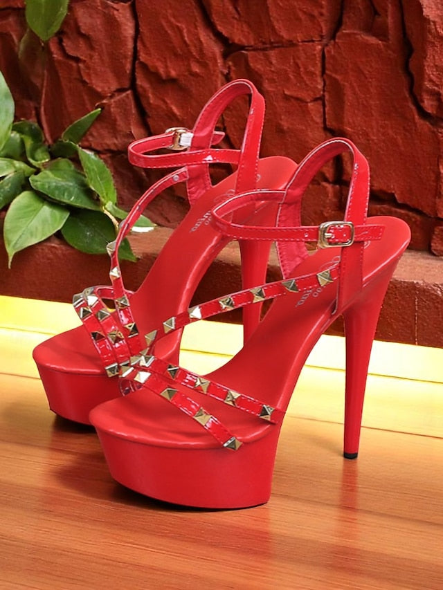 with Straps Women's Platform Heels Studded Stiletto