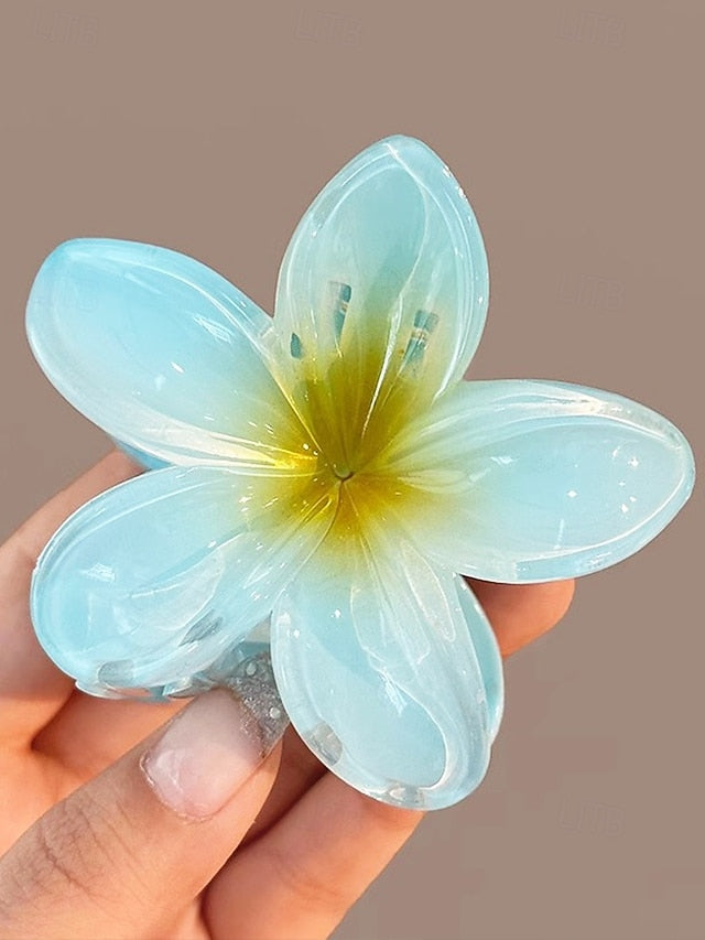 Resin Hawaiian Flower Clips Tropical Hair – 6PCS Plumeria