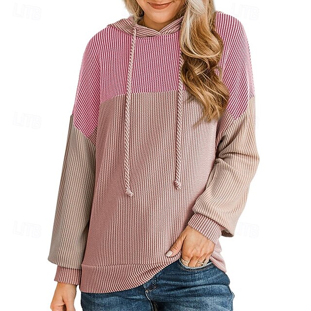 Women's Pullover Sweatshirt Casual Hoodies Drawstring Long