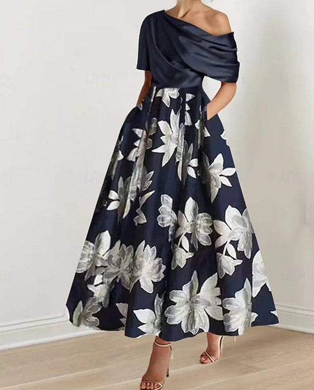 Bride of Dress Mother Shoulder Elegant the A-Line Off Ankle