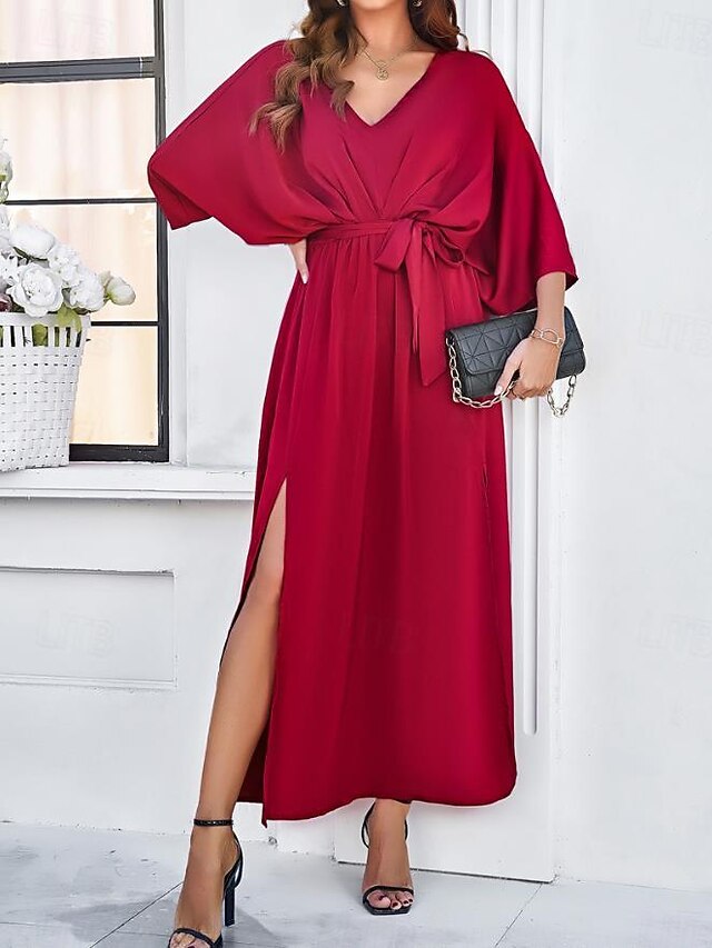 Women's Tiered Dress Maxi Dress Split Thigh Party Formal V
