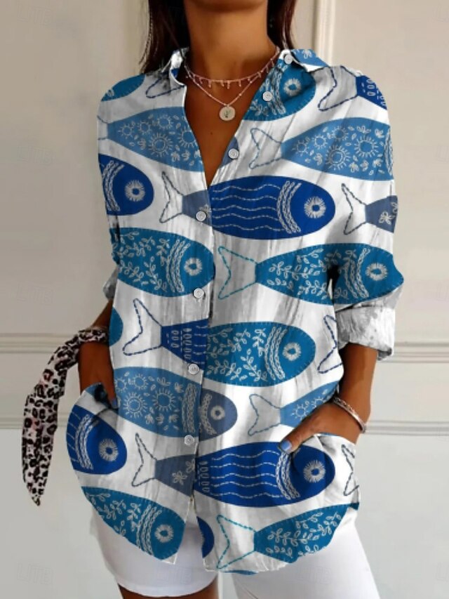 Women's Shirt Buttons Print Floral Graphic Active Daily