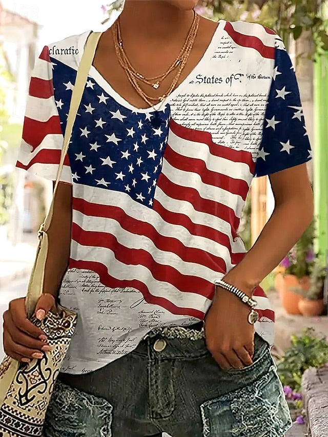 Independence Day Patriotic Shirt Women's T Shirt Flag Flag