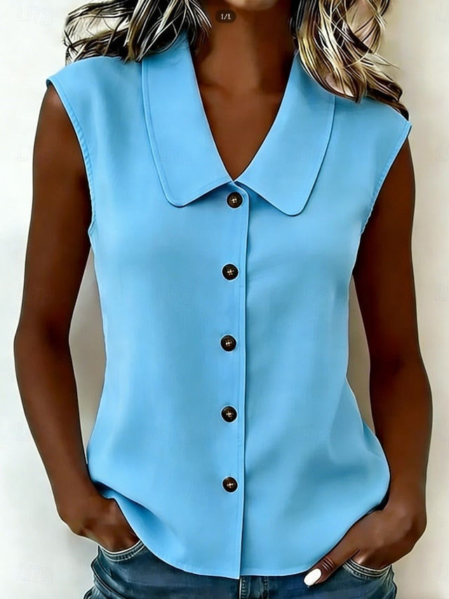Women's Blouse Buttons Solid Color Daily Stylish Basic